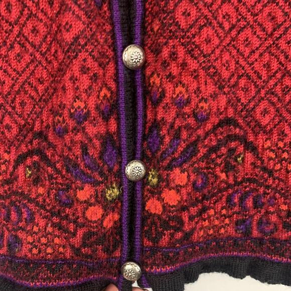 Dale of Norway Sweater Cardigan Womens Medium Red Wool Button Front Made Norway - Picture 3 of 7